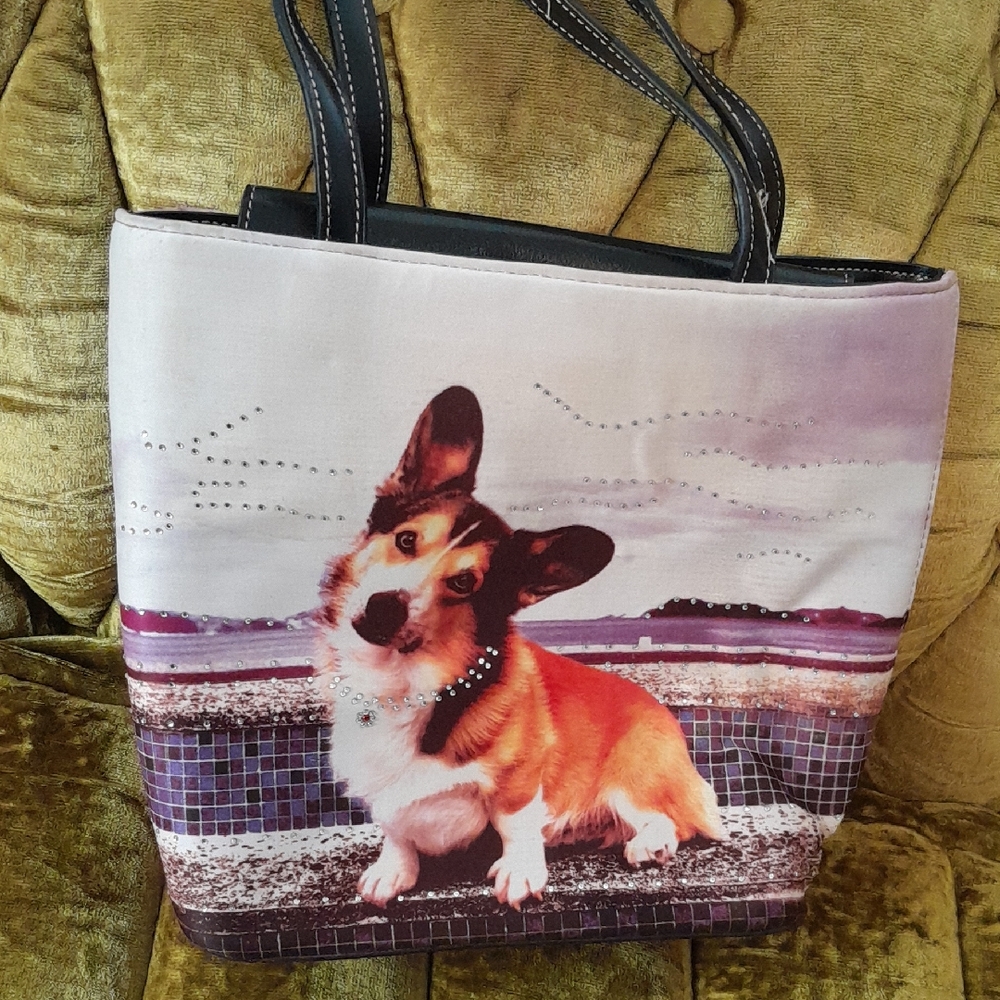 Dog Lover Bag With Rhinestones On One Side